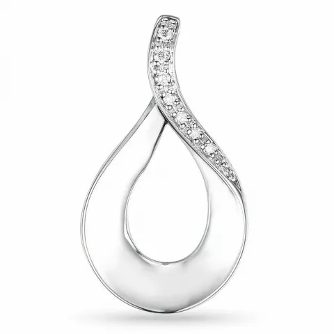 elegant diamant vedhæng i 14 karat hvidguld 0,04 ct