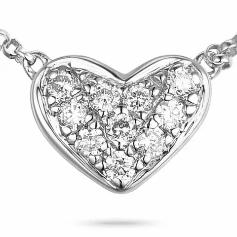 hjerte diamant vedhæng i 14 karat hvidguld hvid diamant