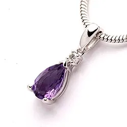 lilla ametyst vedhæng i 14 karat hvidguld 0,03 ct 0,78 ct