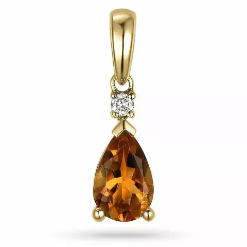 citrin vedhæng i 14 karat guld 0,03 ct 0,78 ct