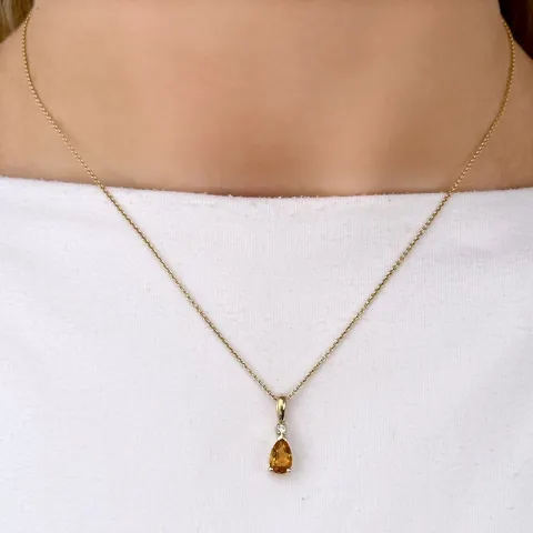 citrin vedhæng i 14 karat guld 0,03 ct 0,78 ct