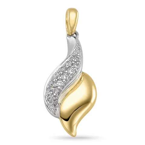 abstrakt diamantvedhæng i 14 karat guld.- og hvidguld 0,11 ct