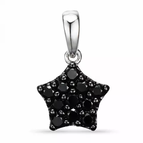 Stjerne sort diamant vedhæng i 14 karat hvidguld 0,28 ct