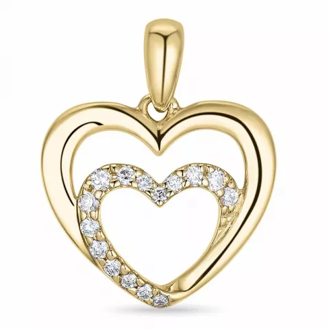 hjerte diamant vedhæng i 14 karat guld 0,123 ct