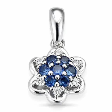 Safir blomstervedhæng i 14 karat hvidguld 0,06 ct