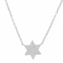 Joanli Nor stjerne halskæde i rhodineret sølv hvid zirkon