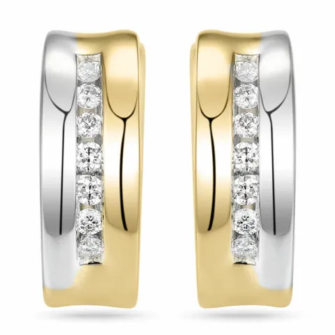 14 mm diamant creoler i 14 karat guld med diamant