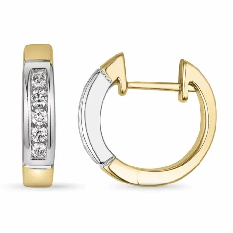 14 mm diamant creoler i 14 karat guld og hvidguld med diamant