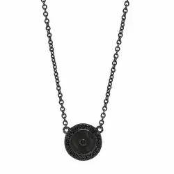 11 mm Joanli Nor rundt vedhæng med halskæde i sort rhodineret sølv sort zirkon