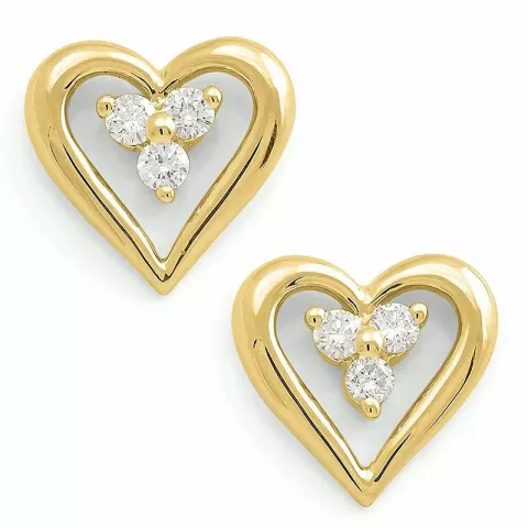 hjerte ørestikker i 14 karat guld med diamant 