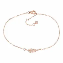 Joanli Nor fjer armbånd i rosabelagt sølv hvid zirkon