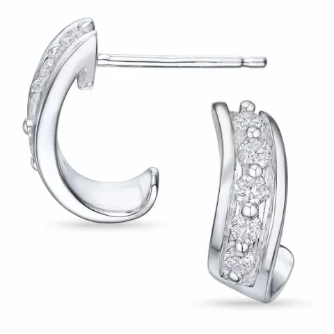 diamant halvcreoler i 14 karat hvidguld med diamant