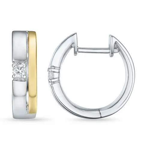 13 mm creoler i 14 karat guld og hvidguld med diamant