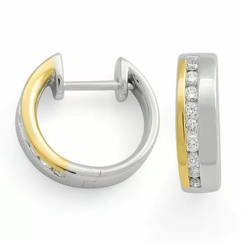 15 mm diamant creoler i 14 karat guld og hvidguld med diamant