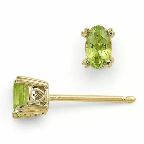grønne peridot ørestikker i 14 karat guld med peridot