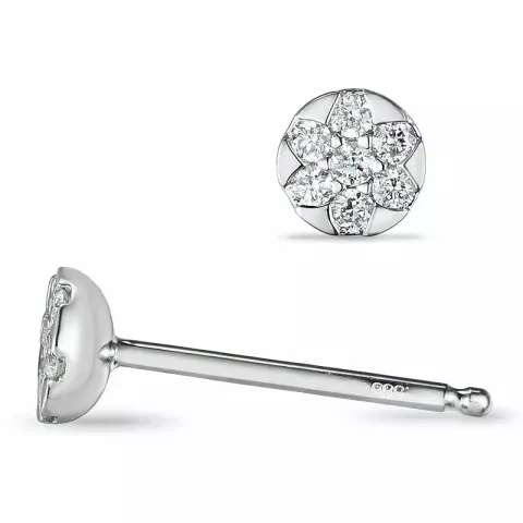 Runde ørestikker i 14 karat hvidguld med diamanter