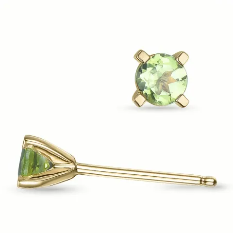 2 x 0,23 ct peridot solitaireørestikker i 14 karat guld med peridot