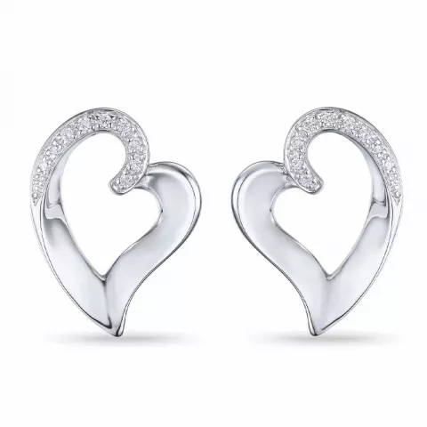 Hjerte diamant ørestikker i 14 karat hvidguld med diamanter 