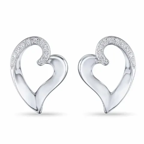 Hjerte diamant ørestikker i 14 karat hvidguld med diamanter 