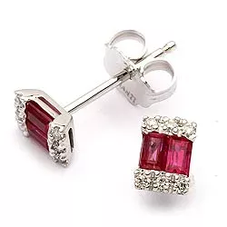 Bestillingsvare - rubin ørestikker i 14 karat hvidguld med diamanter og rubiner 