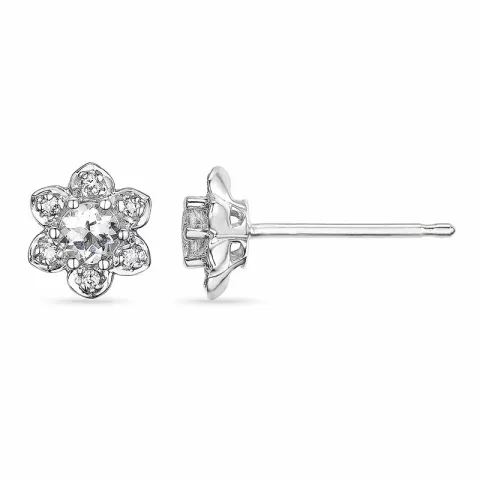 blomster diamant ørestikker i 14 karat hvidguld med diamant