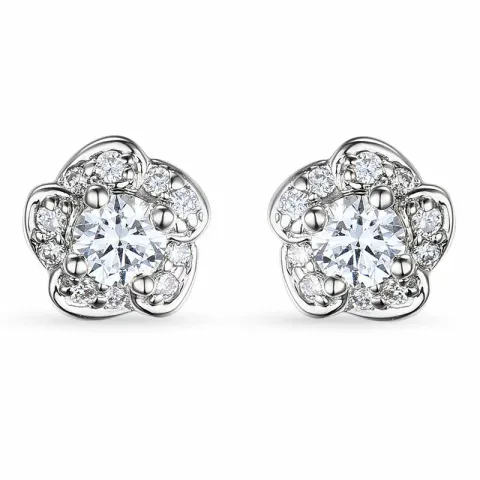 blomster hvidguld brillantøreringe i 14 karat hvidguld med diamant