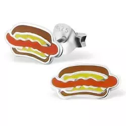Hotdog øreringe i sølv