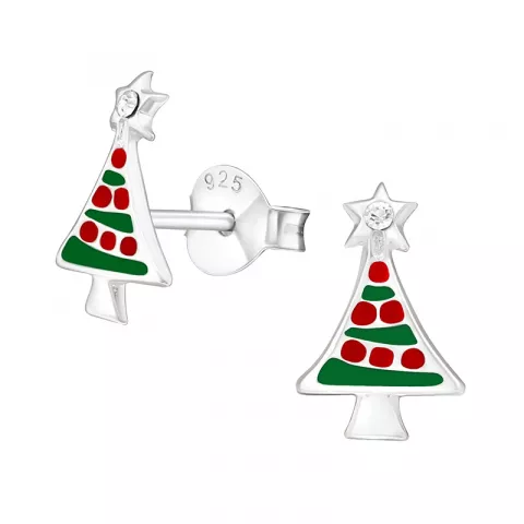 Juletræ krystal øreringe i sølv