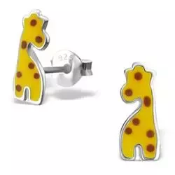 Giraf gule emalje øreringe i sølv