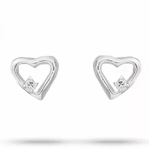 Aagaard hjerte øreringe i sølv hvid zirkon