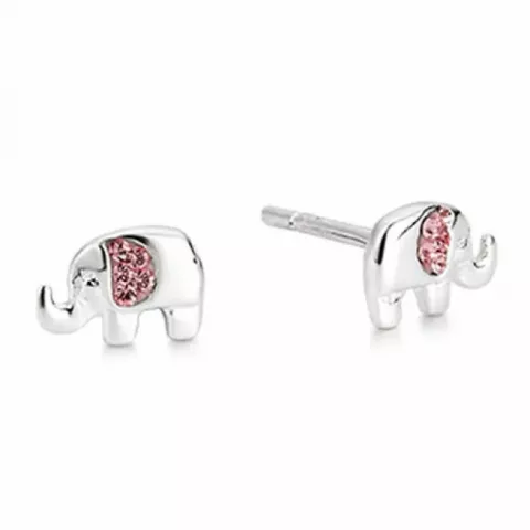 Aagaard elefant øreringe i sølv lyserød zirkon