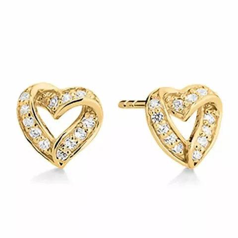 Aagaard hjerte zirkon øreringe i forgyldt sølv hvid zirkon