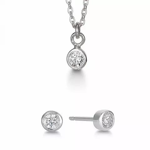 Elegant Aagaard zirkon smykkesæt i sølv hvide zirkoner