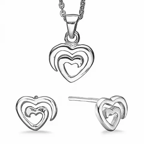 Aagaard hjerte sæt med øreringe og halskæde i sølv