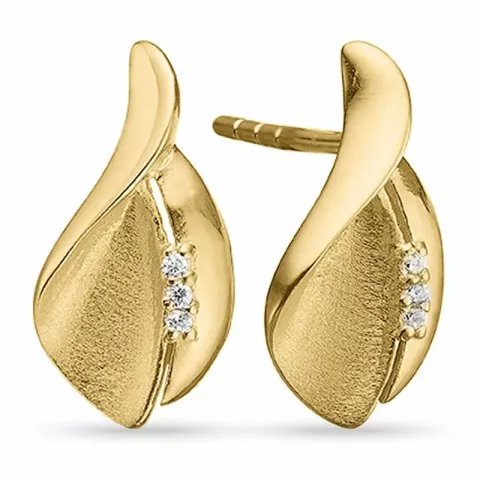 Aagaard blad zirkon øreringe i forgyldt sølv hvid zirkon