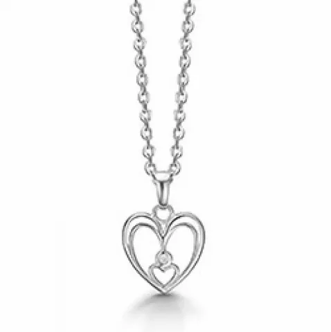 Elegant aagaard hjerte vedhæng med halskæde i 8 karat hvidguld med rhodineret sølv hvid diamant