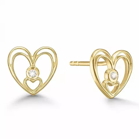 Aagaard hjerte øreringe i 8 karat guld med rhodium hvid diamant
