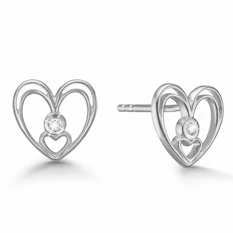Aagaard hjerte øreringe i 8 karat hvidguld hvid diamant
