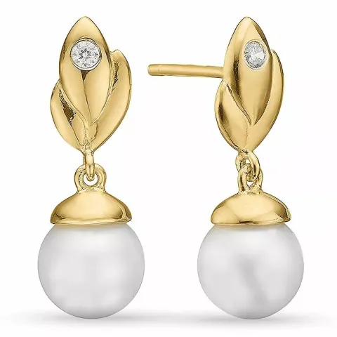 Aagaard abstrakt øreringe i forgyldt sølv hvid zirkon