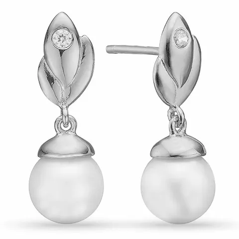 Aagaard abstrakt øreringe i sølv hvid zirkon