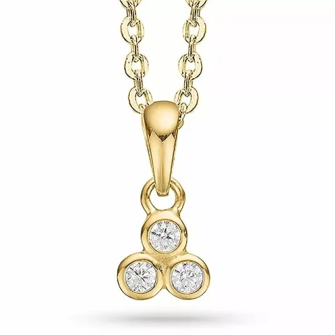 Aagaard trekantet Halskæde med vedhæng i forgyldt sølv hvid zirkon