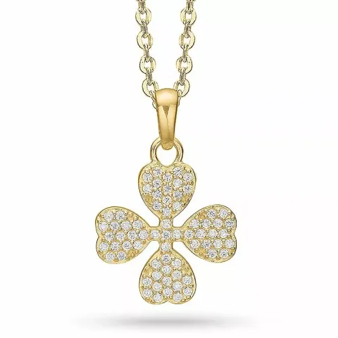 Elegant aagaard firkløver halskæde med vedhæng i forgyldt sølv hvid zirkon