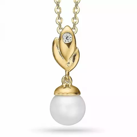 Elegant aagaard abstrakt halskæde med vedhæng i forgyldt sølv hvid zirkon