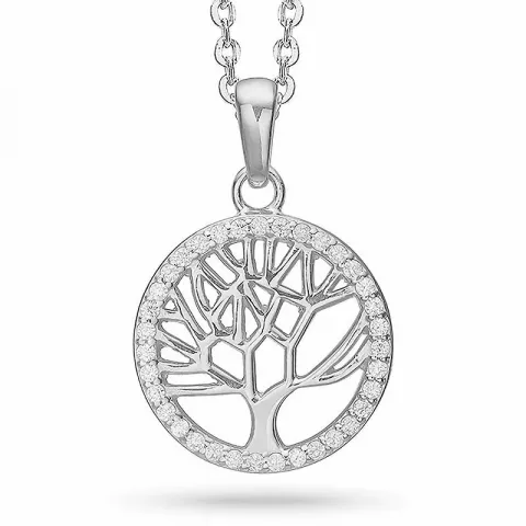 15 mm aagaard livets træ halskæde med vedhæng i sølv hvid zirkon