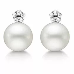 Aagaard perle øreringe i 14 karat hvidguld hvide diamanter