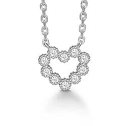 Aagaard hjerte vedhæng med halskæde i rhodineret sølv hvid zirkon