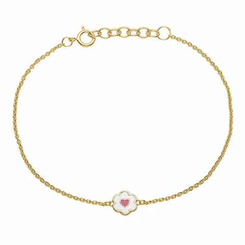 Aagaard blomst armbånd i forgyldt sølv hvid emalje pink emalje
