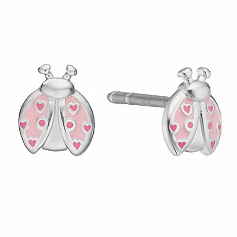 Aagaard mariehøne øreringe i sølv pink emalje lyserød emalje