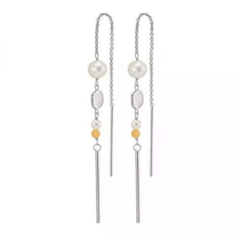 Aagaard perle kæde øreringe i sølv orange glas
