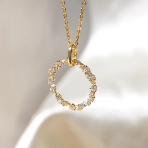 Evig kaerlighed Aagaard Halskæde med vedhæng i forgyldt sølv